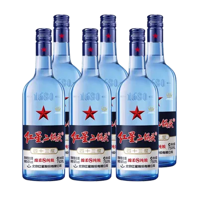 88VIP：红星 北京红星二锅头蓝瓶绵柔8纯粮43度750ml*6瓶清香型 返后232.25元 （