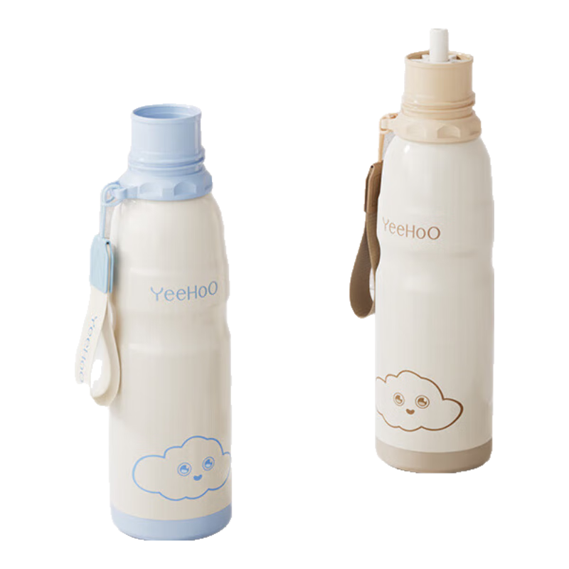 英氏（YEEHOO）儿童婴儿训练杯喝水杯子宝宝饮水杯保温杯保温壶 贵族白600ML 