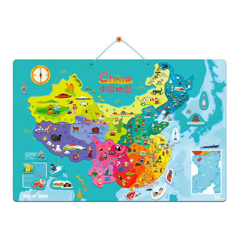 京东PLUS：TOI 图益 中国地图 磁性拼图 28.51元包邮
