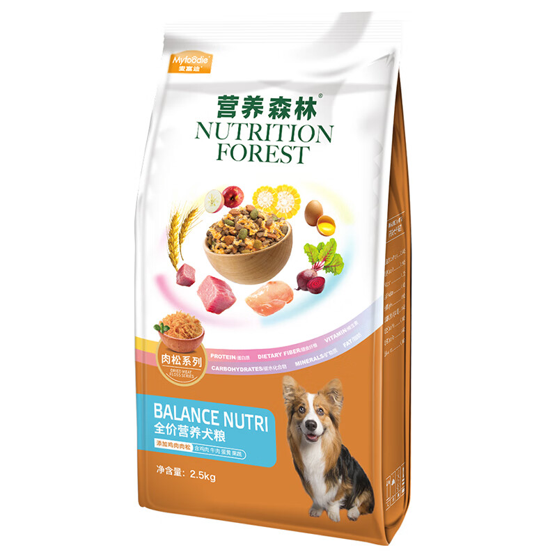 Myfoodie 麦富迪 狗粮 营养森林肉松鲜肉粮成犬小中大型犬通用柯基金毛 鲜肉