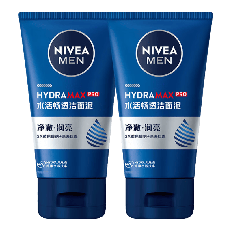 再降价: 妮维雅 男士洗面奶100g*2瓶 折12.45元/瓶(24.9元+5元兑换超市卡)（共29.9