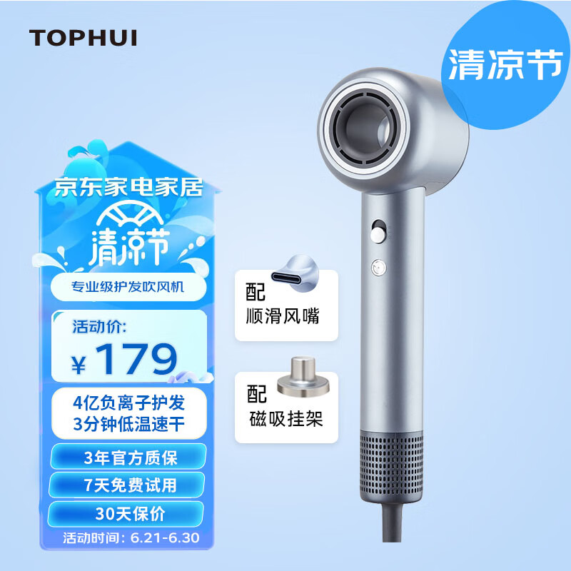 TOPHUI 顶惠 高速吹风机家用电吹风筒4亿负离子护发大风力功率冷热静音速干