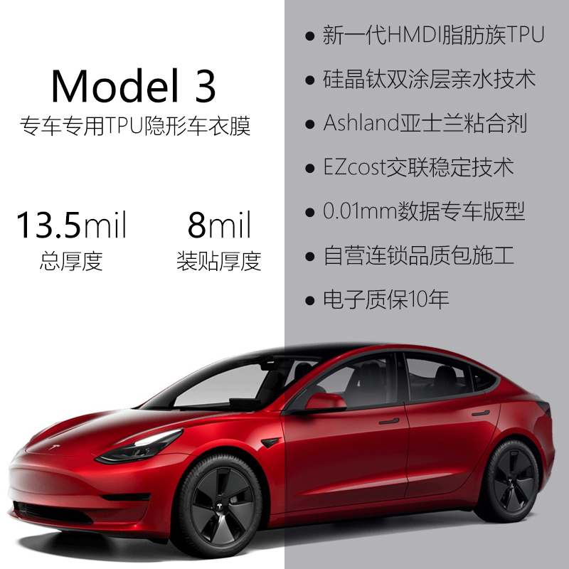 GDPPF 极盾 隐形车衣TPU全车身 保护膜Model3专用 7948元（需用券）