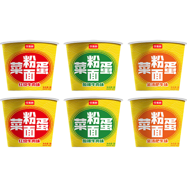 今麦郎 粉面菜蛋 酸辣牛肉味 桶装方便面 6桶 21.9元（需用券）