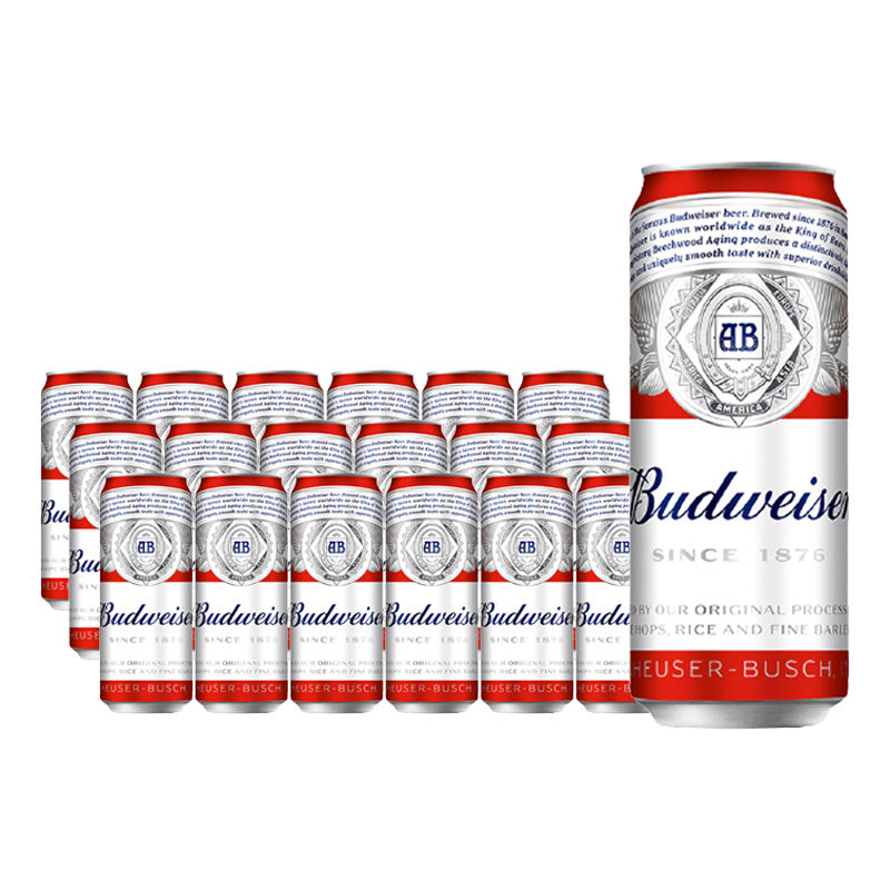 百亿补贴：Budweiser 百威 啤酒经典醇正500ml*18罐装 无手提袋 大罐屯货 91.99元