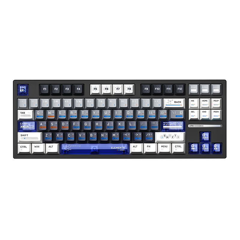 PLUS会员：ATK 艾泰克 Z87 Pro 三模半铝客制化键盘 87键 元素周期表-蓝莓冰淇淋