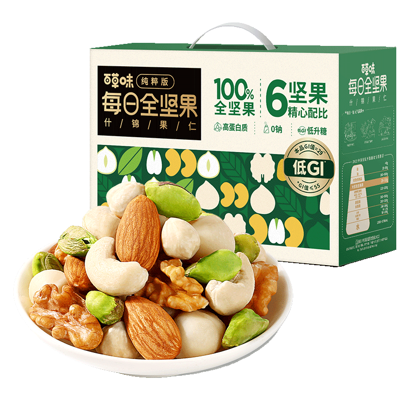 PLUS会员、百亿补贴：百草味 纯坚果 750g 每日全坚果休闲零食 65元包邮