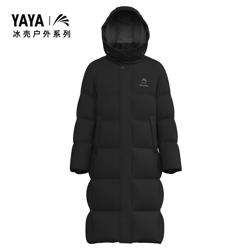 YAYA 鸭鸭羽绒服 2024秋冬新款鸭鸭冰壳系列2.0羽绒服男女冬过膝中长款外套J 4