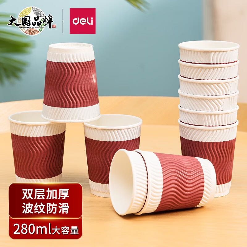 移动端：deli 得力 一次大杯100只*280ml 2.9元