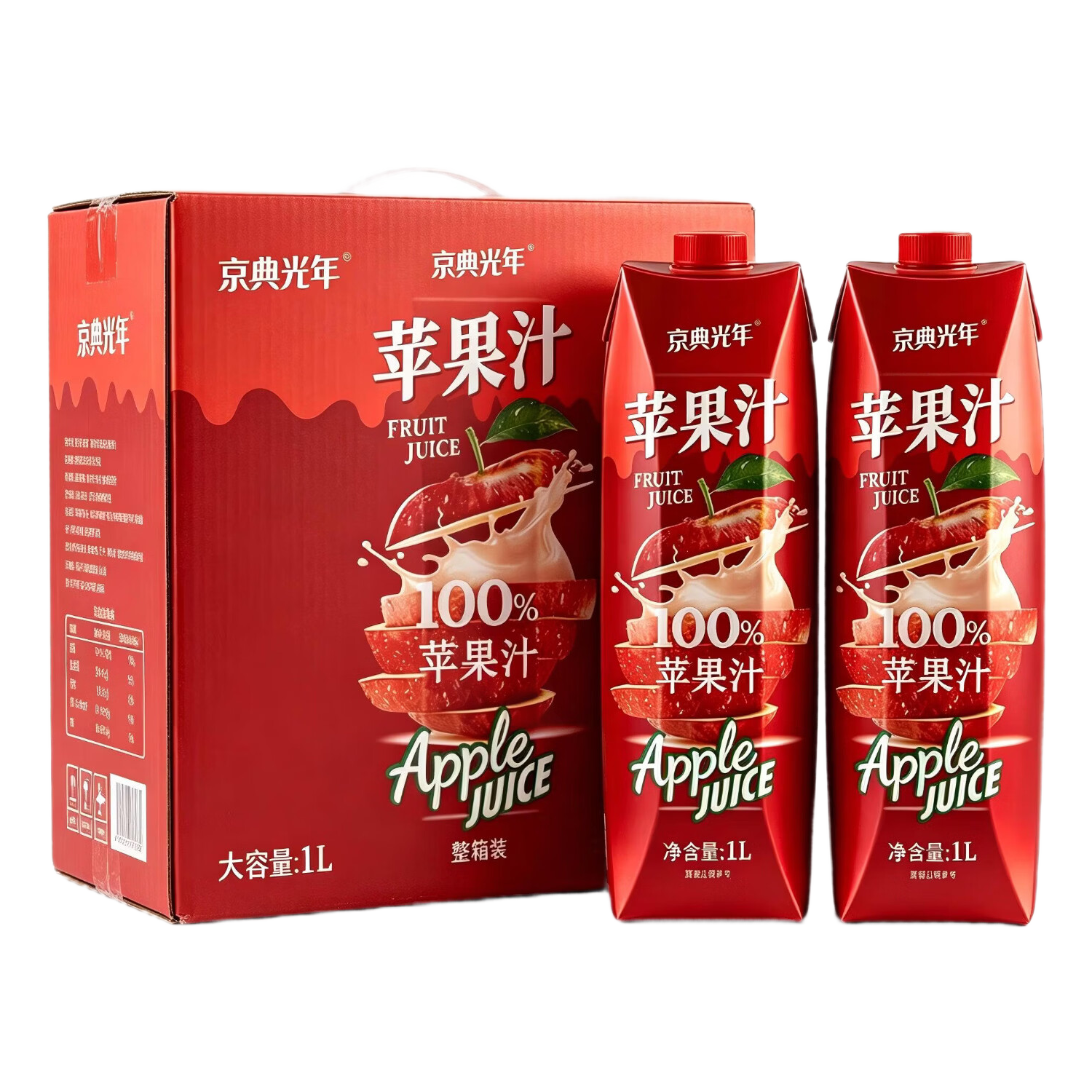 京典光年 100﹪苹果汁 鲜榨果汁饮料 1L×4瓶（需换购） 15.9元 每升不到4元！