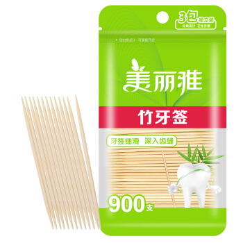 美丽雅 一次性双头家用竹制牙签 共900支 4.02元（需买2件，需用券）