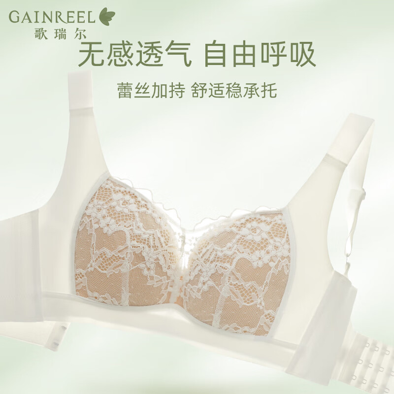 GAINREEL 歌瑞尔 大胸显小法式蕾丝内衣女侧收副乳防下垂聚拢调整型无钢圈文