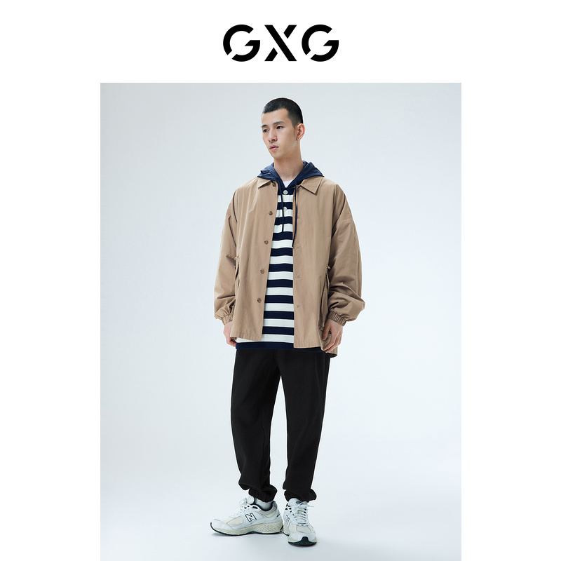 GXG 奥莱 22年男装 黑色针织男士绿标撞色点缀束脚裤 秋季新品 94.5元（需买3