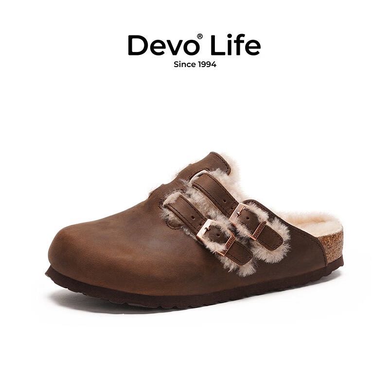 Devo 的沃 Life的沃软木拖鞋加绒加毛保暖 310元（需用券）