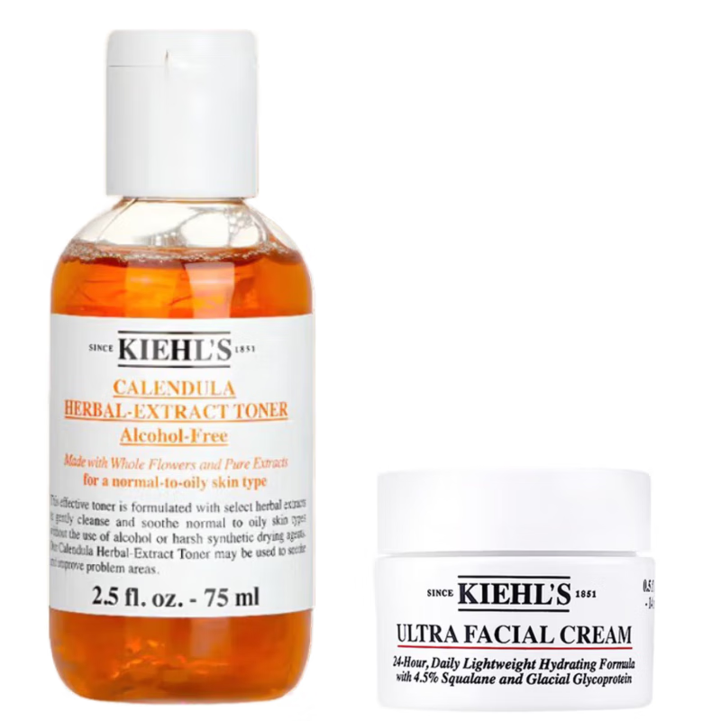 Kiehl's 科颜氏 高保湿面霜14ml+金盏花水75ml补水控油保湿护肤品 69元