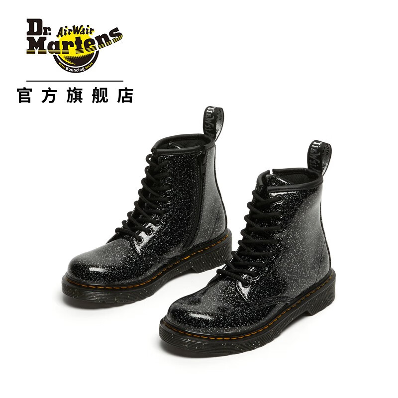 Dr.Martens 马丁（DR.MARTENS）1460 J 经典简约时尚短靴英伦黑色儿童8孔马丁靴 黑