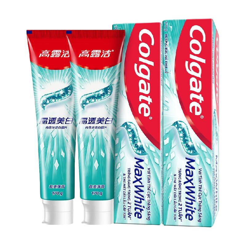 高露洁 劲白晶透冰爽2周美白牙膏口腔护理170g*2支 29.9元