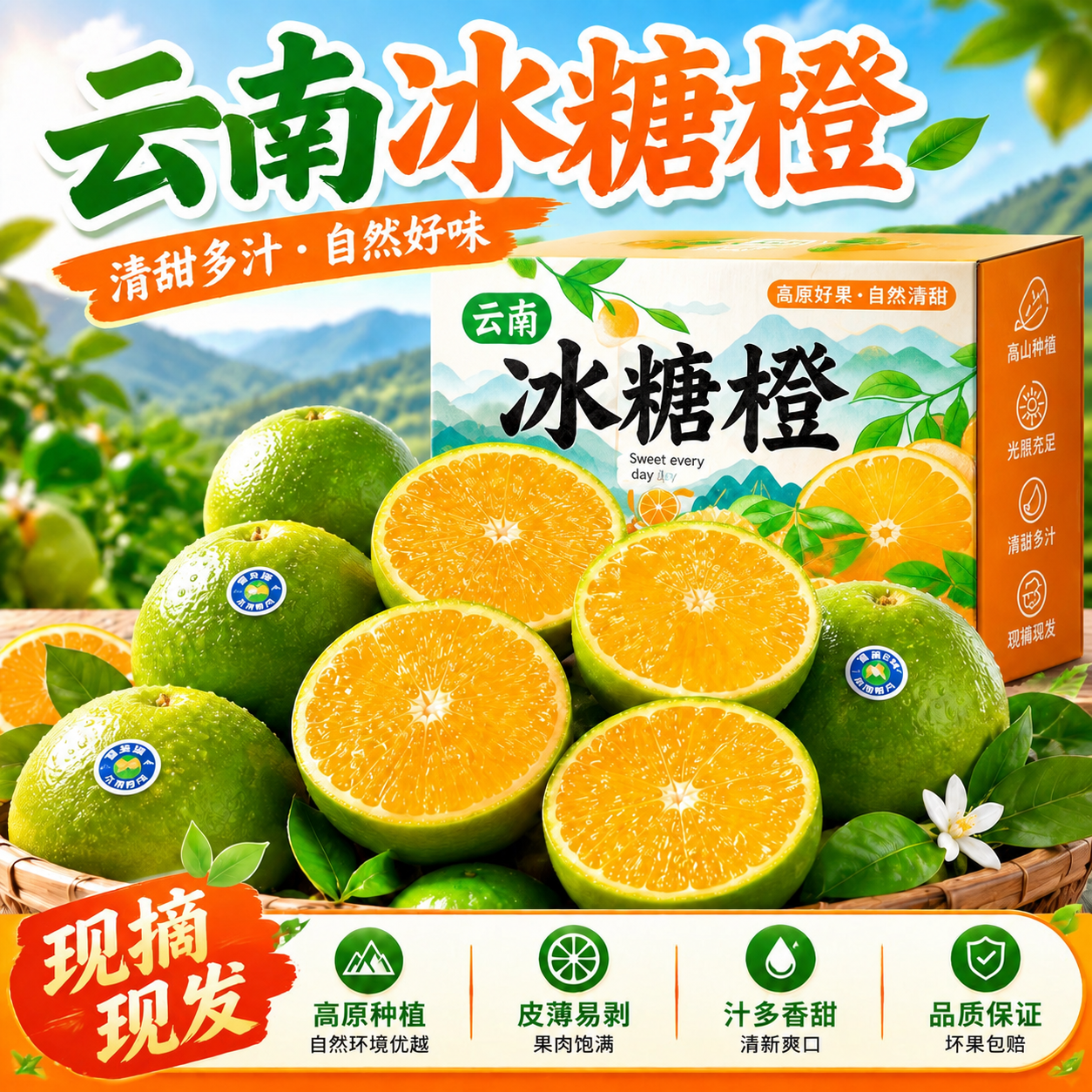物鲜仙子 哀牢山冰糖橙 5斤装 单果 60mm + 净重 4.5斤 11.9元 - 线报酷