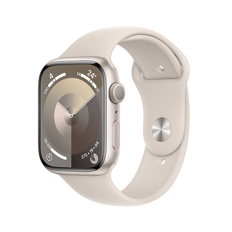 百亿补贴：Apple 苹果 Watch Series 9 智能手表 GPS款 45mm 星光色 橡胶表带 M/L 2339