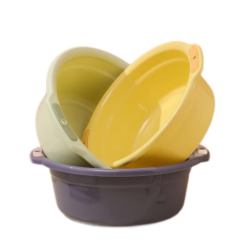 本迪 38cm中大号洗脸盆宿舍洗衣洗菜盆加厚塑料双耳脸盆颜色 2.5元