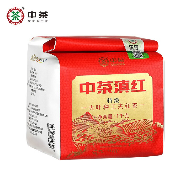 中茶 特级滇红云南凤庆大叶种工夫红茶袋装1kg 168.8元