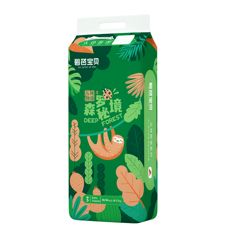 碧芭 丛林物语系列婴儿纸尿裤 M码 46片 30.72元/件（共92.15元）