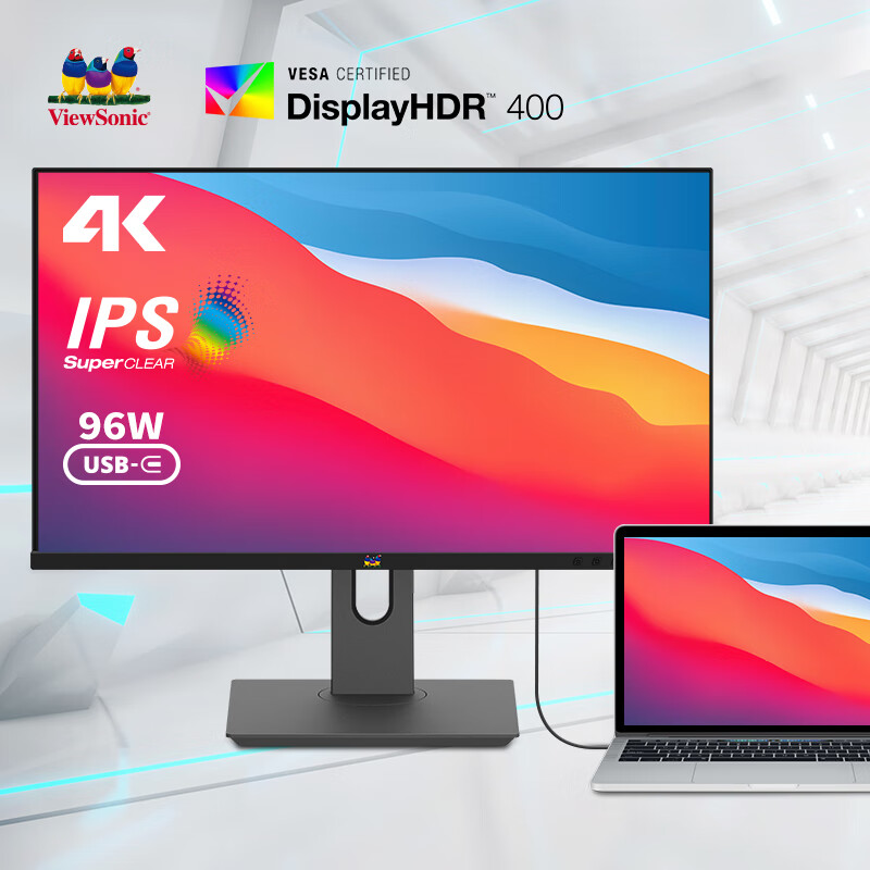 移动端、京东百亿补贴:优派 27英寸 4K超清 IPS HDR400 TypeC96W 1240.15元
