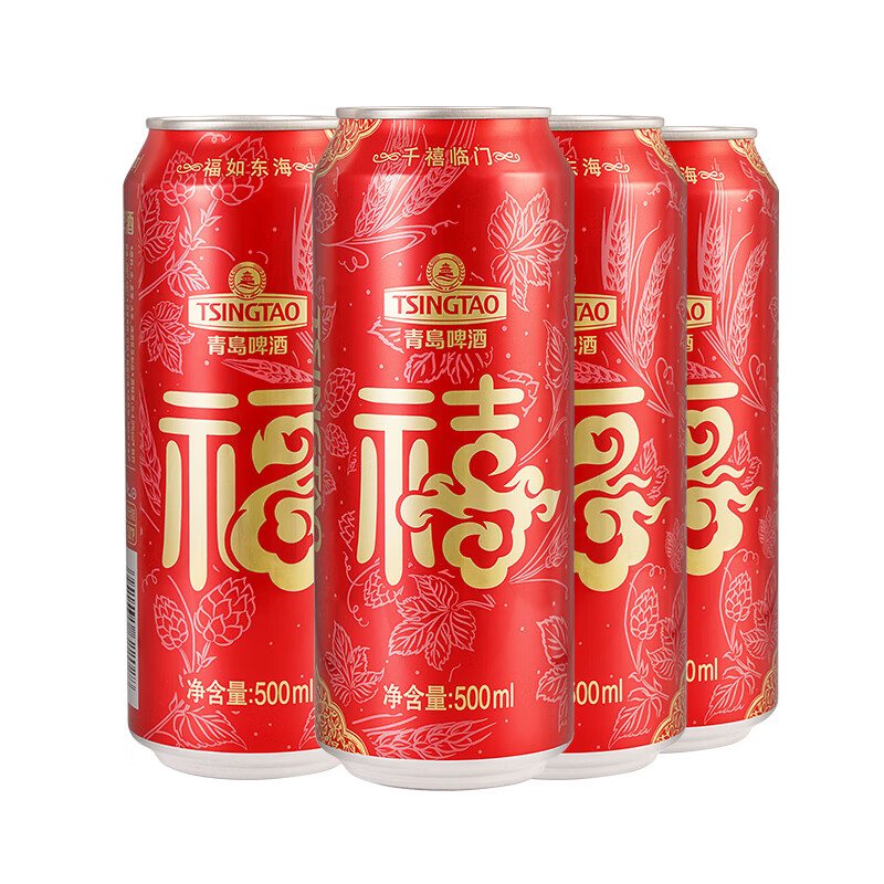 TSINGTAO 青岛啤酒 福禧10度 500mL 4罐 19.73元
