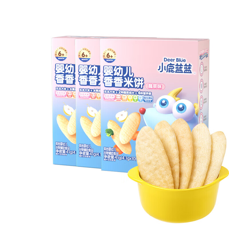 小鹿蓝蓝 婴儿米饼 三口味各一 27.9元（需用券）
