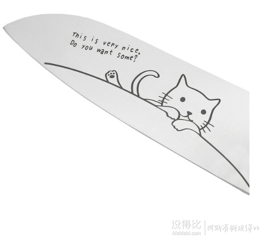 凑单！东亚金属 三徳包丁 770-305 猫咪图案 17cm 轻便多功能菜刀