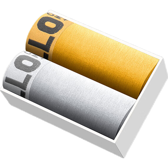 HELLO 男士中腰平角裤 3XL 浅灰+黄色 大码透气亲肤 2条装 3.9元(需领券)