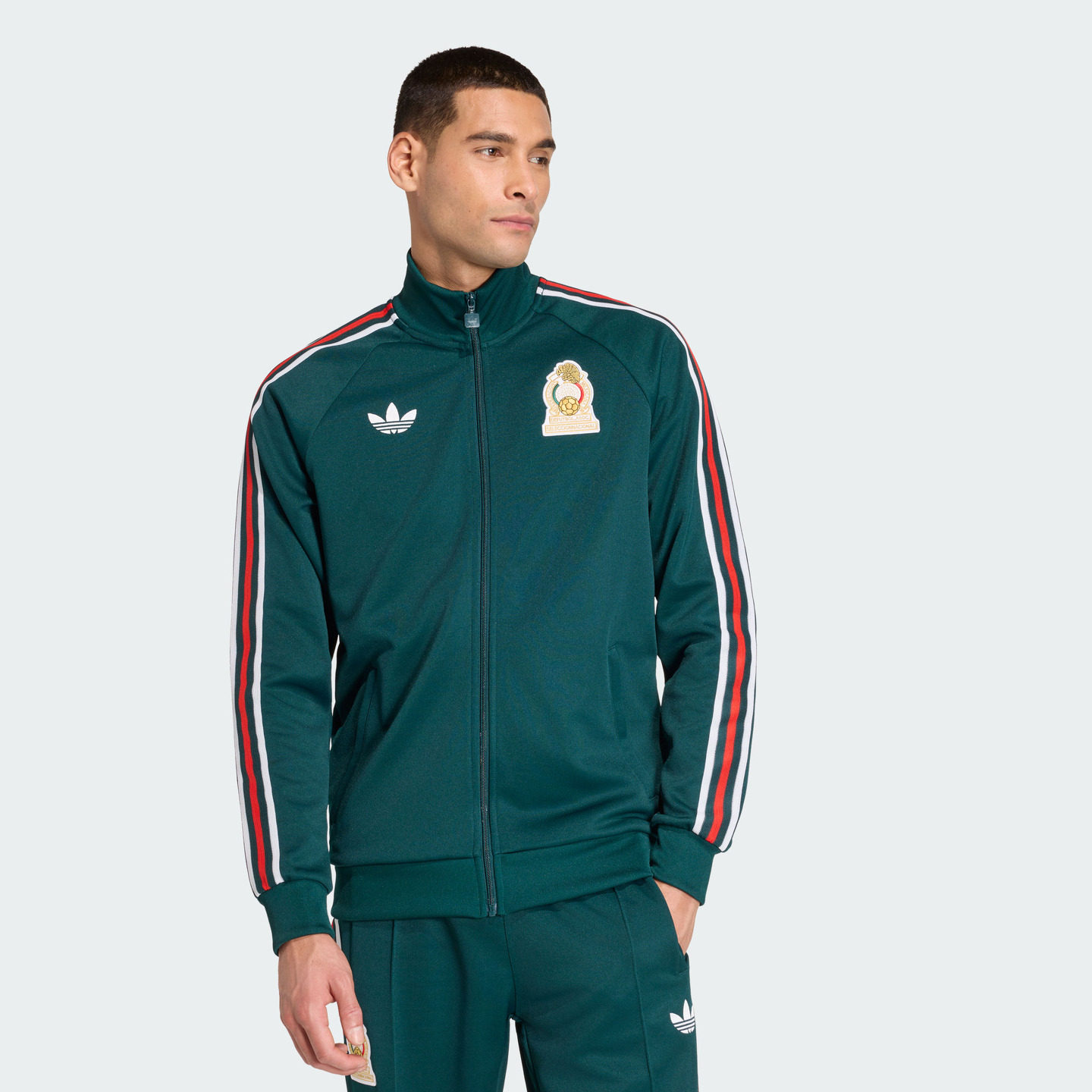 移动端、看球季：adidas 墨西哥队复古足球夹克 559元（淘金币可抵6.99元起）
