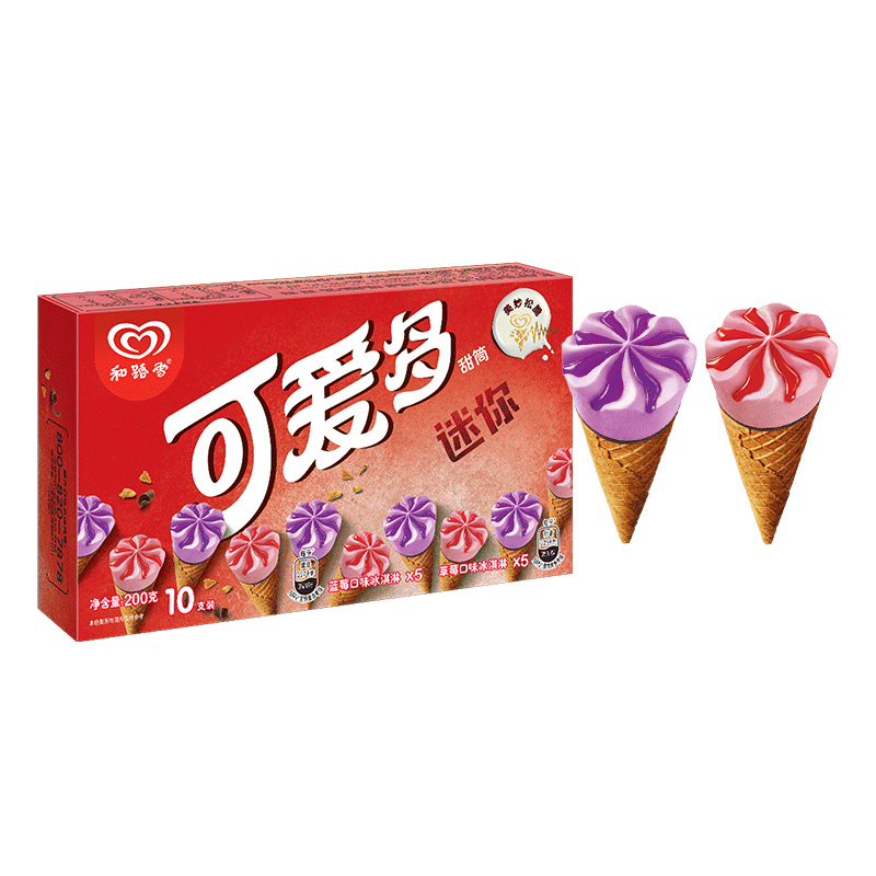 PLUS会员：可爱多 迷你可爱多冰淇淋 蓝莓草莓口味20g*10支*4件 62.24元包邮（