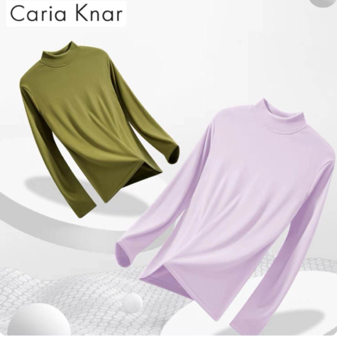 Caria Knar 女纯色打底衫 2件 半高领修身内搭 18.79元（合9.39元/件，需领券）