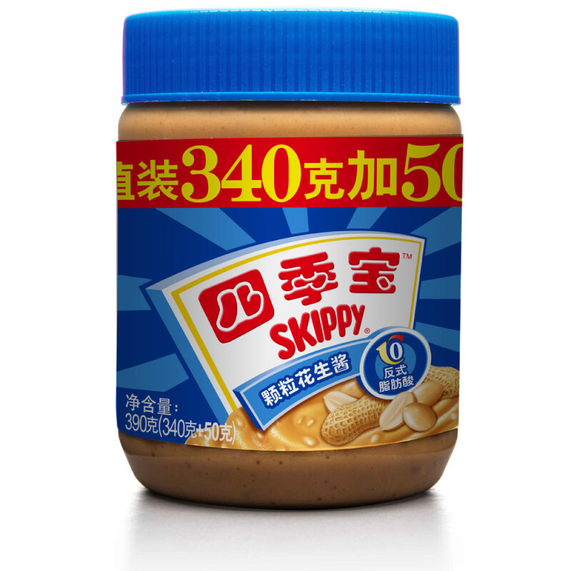 88VIP：SKIPPY 四季宝 颗粒花生酱 390g 11.9元