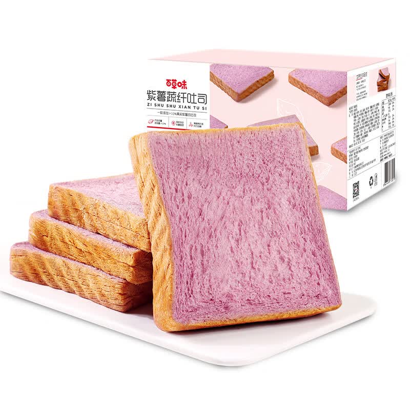 百草味 紫薯蔬纤吐司 500g 11.9元