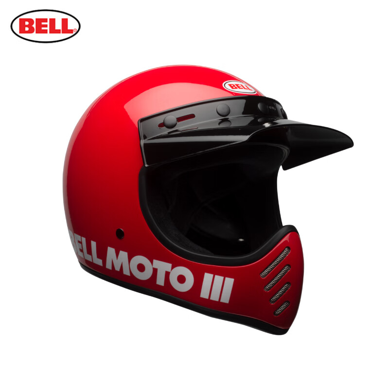 BELL 美国BELL贝尔摩托车头盔复古越野美式全盔拿铁拉力机车安全盔 MOTO-3-红