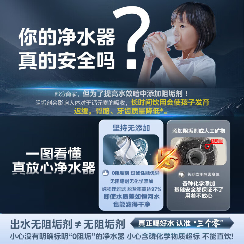 美的 星河 1200G PRO 6年RO反渗透 净水器 超感知智慧屏水龙头 1565.88元 - 清风线报