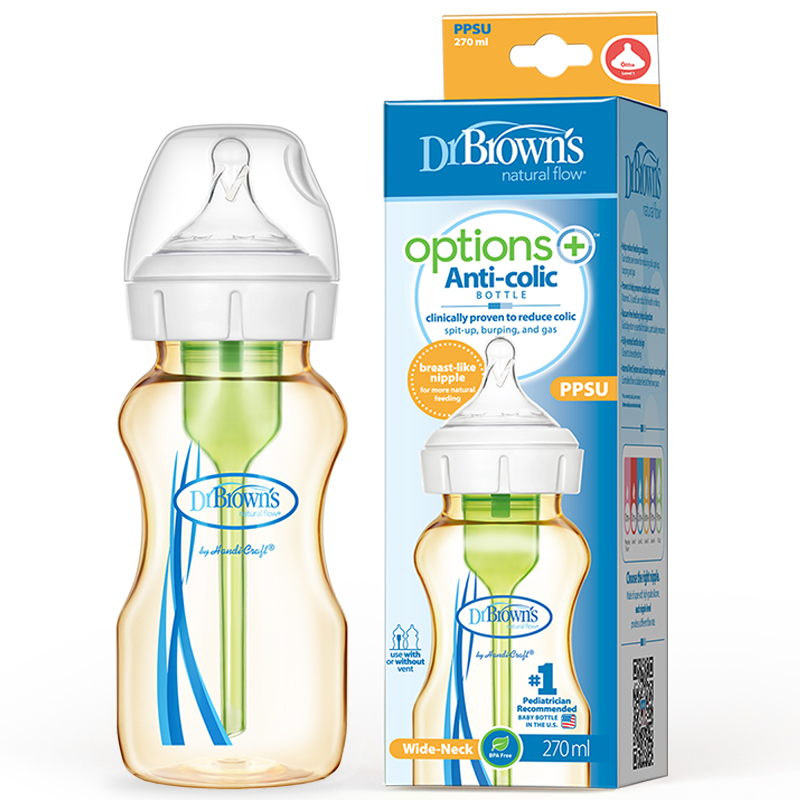 布朗博士 美国布朗博士爱宝选PLUS防胀气宽口PPSU婴儿奶瓶270ml 148.49元