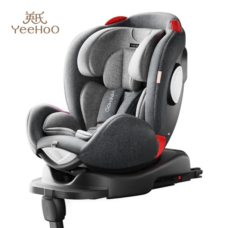 YeeHoO 英氏 婴儿汽车安全座椅宝宝可坐可躺360度旋转座椅车载通用儿童0-7岁 