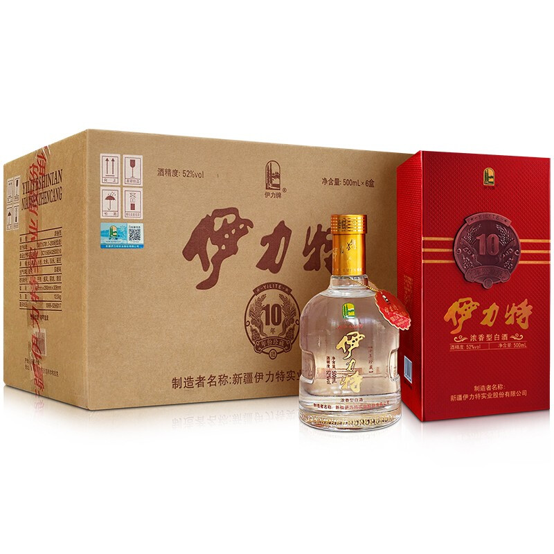 概率券：YILITE 伊力特 地窖珍藏 绵柔型白酒 52度 500ml*6瓶 整箱装 314.31元（需