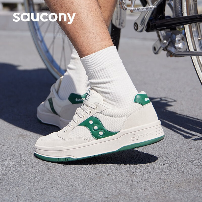 saucony 索康尼 CROSS JZ板鞋男女低帮夏季透气百搭休闲运动鞋子男 米绿 尺码偏