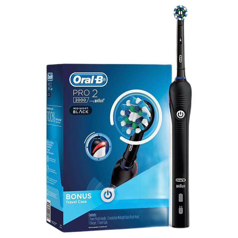 Oral-B 欧乐-B 欧乐B（Oralb）电动牙刷 成人3D声波震动充电式牙刷 P2000黑 179元