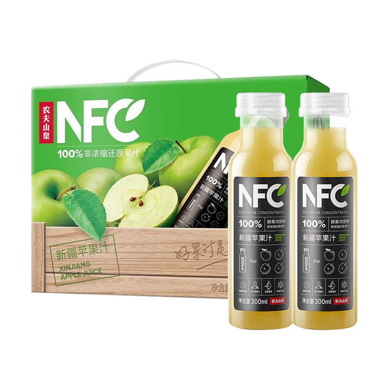 PLUS会员：NONGFU SPRING 农夫山泉 NFC新疆苹果汁 300ml*10瓶/箱 58.8元包邮(老PLUS会