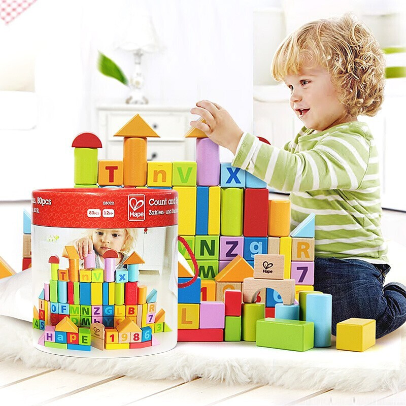 Hape E8402 益智积木 桶装 80颗粒 98元（需用券）