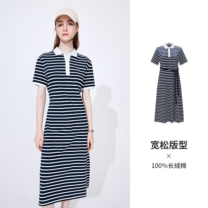 移动端：navigare 意大利小帆船海魂条连衣裙女26夏季新款纯棉宽松连身裙女 3