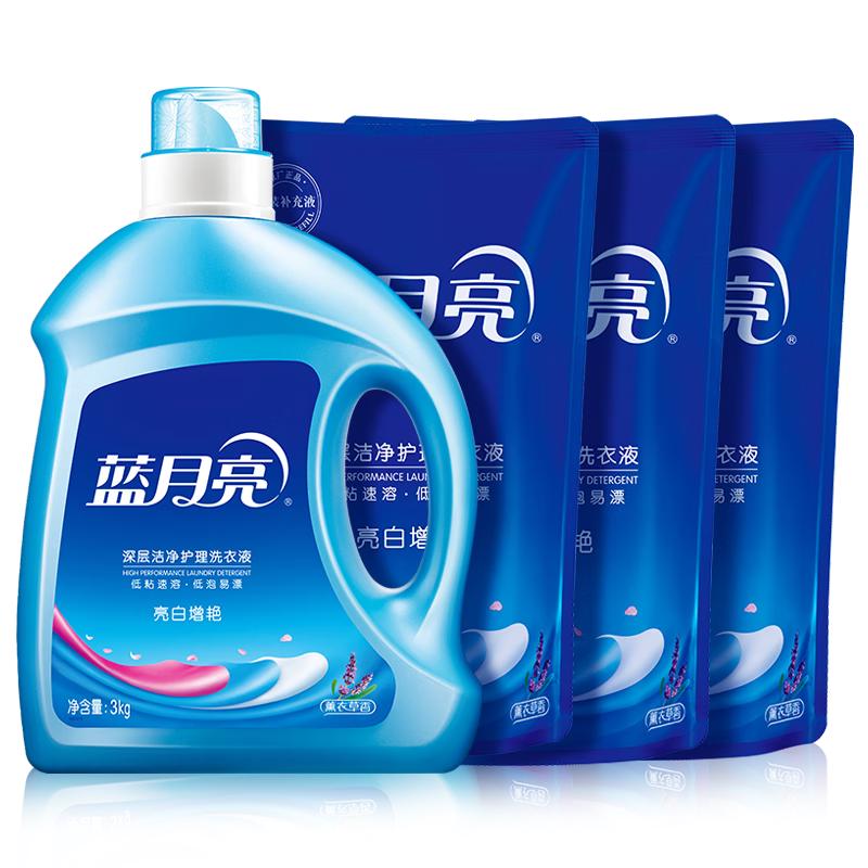 PLUS会员，政府补贴：蓝月亮 亮白增艳洗衣液 3kg*1瓶+1kg*3袋 薰衣草香 54.48元