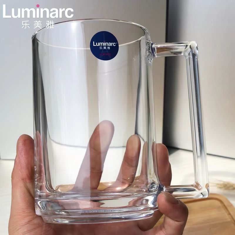 Luminarc 乐美雅 热水咖啡杯扎啤酒杯钢化玻璃牛奶茶水果汁杯 能量把杯450ml 2