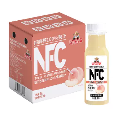 再降价、88VIP：NFC 福兰农庄 100﹪纯鲜榨果汁 300ml*6瓶 水蜜桃汁 返后15.4元（