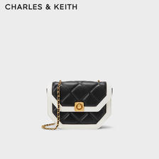 CHARLES & KEITH CHARLES&KEITH菱格链条单肩斜挎包信封包包女包女士CK2-20671406 Black